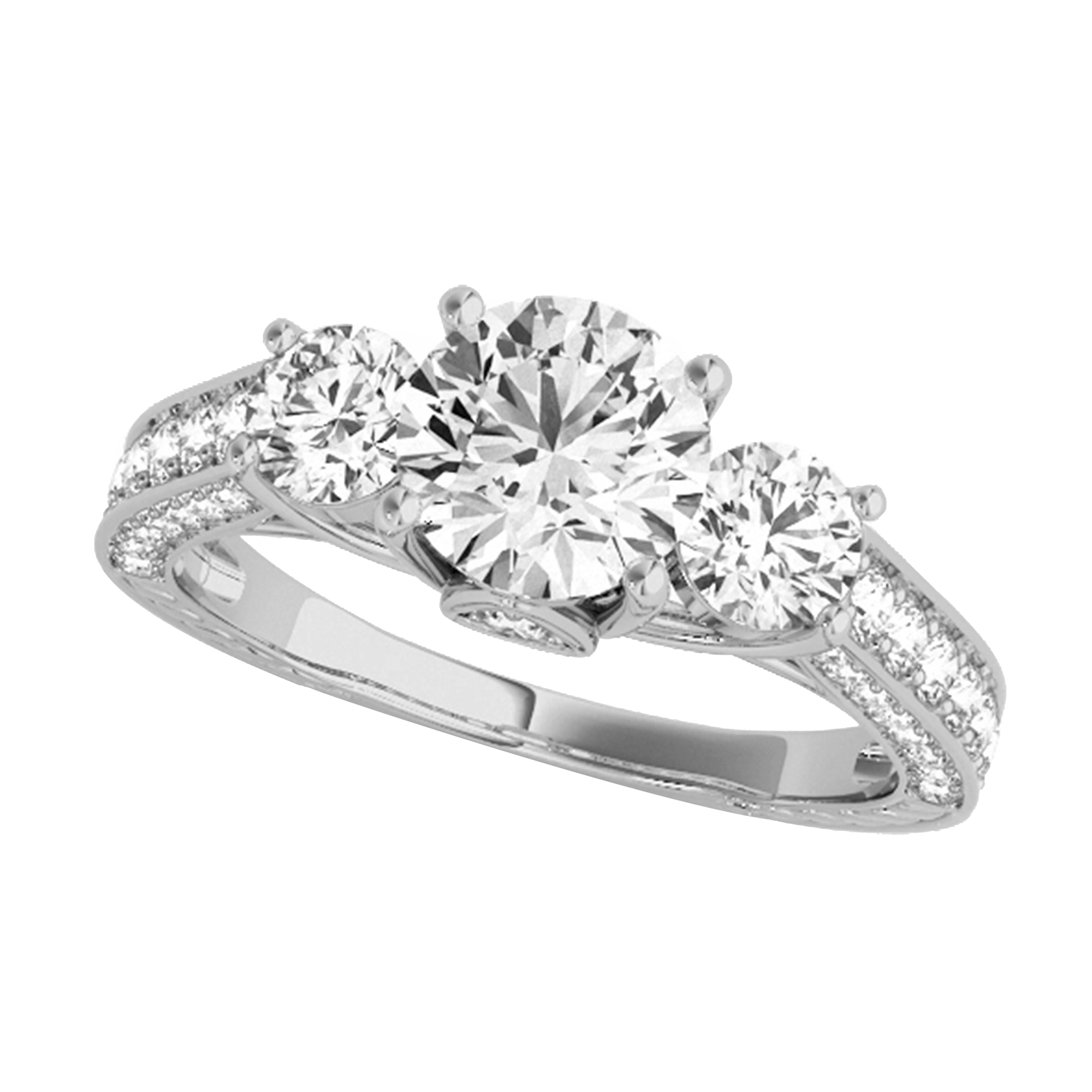 2-7/8 Carat T.W. 3 Round Swarovski Sterling Silver Solitaire & Contoure Bridal Set