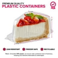 thumbnail image 3 of Cake Slice Container (50 Pack) - 1 Compartment Clear Plastic Trays with Hinged Lid - Single Slice Container for 7”-10” Diameter Cake or Pie, Cheesecake, Tres Leches, Flan, Desserts - Stock Your Home, 3 of 7