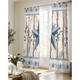 thumbnail image 5 of Texas Star Navy Blue Sheer Curtains 84 Inch Length 2 Panels Set for Living Room/Bedroom, Farmhouse Vintage Art Wooden Kitchen Curtains Grommet Semi-Sheer Curtains Drapes Window Treatments 52"x84"x2, 5 of 7
