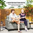 thumbnail image 4 of Outsunny 2 Seater Patio Sofa, Rattan Outdoor Couch with Cushions, Dark Grey, 4 of 10