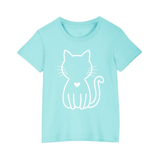 Cadeaux pour Fillettes, T-Shirt en Coton pour Garçons et Filles, Col Rond Imprimé, Manches Courtes, Robe à Manches Courtes, Cadeaux pour Fillettes