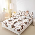 thumbnail image 4 of Feelyou Kawaii Brown Dachshund Twin Sheet Sets, Vintage Pink Rose Twin Fitted Sheet, Cartoon Dog Animal Flat Sheet, Lightweight Room Decor, 3 Pieces, 4 of 7