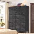 thumbnail image 3 of EnHomee Black Dresser Tall Dresser for Bedroom with 18 Drawers Fabric Chest of Drawers with Wooden Top & Metal Frame Large Storage Tower for Living Room Office Closet, Black Wood Veins, 3 of 13