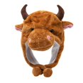 thumbnail image 2 of Cute Cow Beanie Costume Fashion Fancy Dress Animal Winter Hat Bull Cattle para Party Photo Prop Accesorios eres Hombres Cosplay Marrón Macarena Gorro de felpa novedoso, 2 of 5