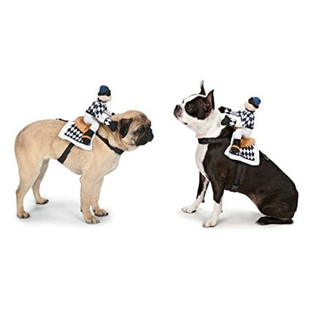 Show Jockey Saddle Harness Dog Costume Cute Navy White Race Day Rides The