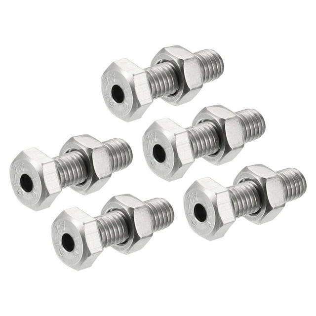 Unique Bargains M5x16mm Hexagon Fasteners Hollow Screw Bolts with Nuts 5 Pack