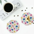 thumbnail image 4 of Lsque Rose Flowers Pattern 4" Drink Coasters Set of 4, PVC Leather Absorbent Coasters, Table Coaster Set Decorative Coffee Cup Coasters Housewarming Gift -Octagon, 4 of 6