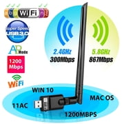 VONTER 1200Mbps USB 3.0 WiFi Adapter with External Antenna Compatible Windows 10/7/8 XP Mac OS X 10.6-10.15, Dual Band 2.4G/5.8Ghz Wireless Network Adapter for Mac Laptop Desktop PC RTL8812