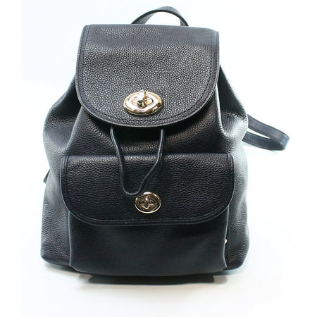 Coach NEW Blue Pebble Leather Mini Turnlock Rucksack Backpack Bag ...