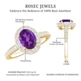 thumbnail image 6 of Rosec Jewels Oval Shape Amethyst Ring with Moissanite Halo for Women - 1 Carat - AAA Grade, 10K Yellow Gold, US 3.00, 6 of 9