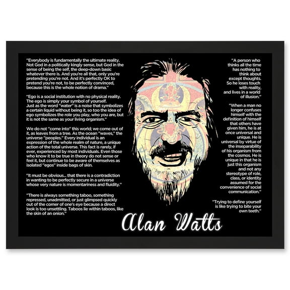 Alan Watts Everybody Is Fundamentally Ultimate Face Quote A4 Artwork Framed Wall Art Print