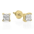 thumbnail image 1 of Dazzlingrock Collection 0.33 Carat (ctw) 14K Princess Diamond Ladies Invisible Stud Earrings 1/3 CT, Yellow Gold, 1 of 1