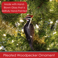 thumbnail image 3 of Cobane Studio Pileated Woodpecker Ornament - Blown Glass Bird Ornament for Christmas and Home Decor - Hand Painted and Dusted with Glitter, 3 of 6