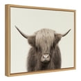 thumbnail image 2 of Kate and Laurel Sylvie Hey Dude Highland Cow Color Framed Linen Textured Canvas Wall Art by The Creative Bunch Studio, 18x24 Natural, Decorative Cow Art for Wall, 2 of 8