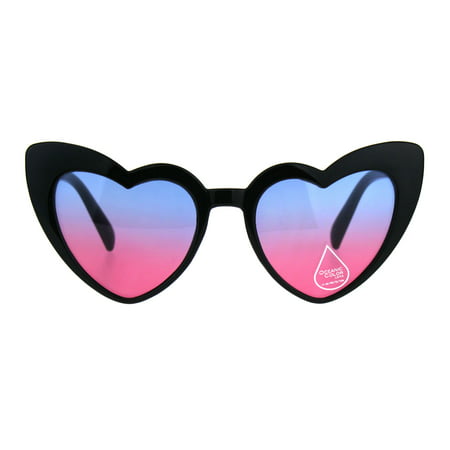 Womens Cat Eye Heart Shape Retro Goth Plastic Sunglasses Black Blue Pink
