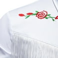 thumbnail image 5 of Men's Western Cowboy Fringe Shirt Long Sleeve Rose Embroidery Slim Fit Shirts Button Down Turndown Collar Shirt, 5 of 7