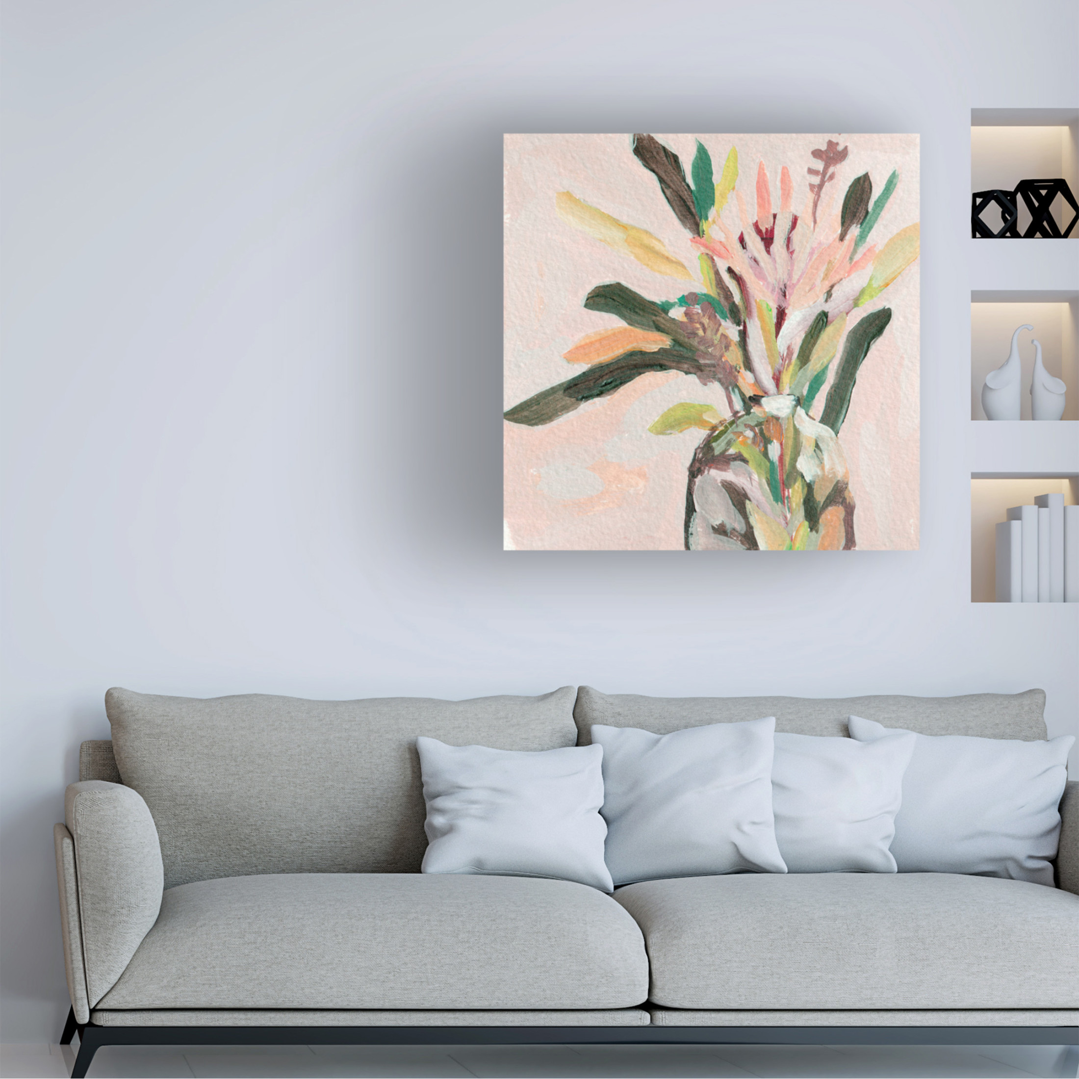 Canvas Wall Art - Melissa Wang 'Glass Bouquet III' Wall Art for Living Room, Bedroom, or Office Décor by Trademark Fine Art - 24 x 24 Inches