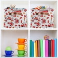 thumbnail image 6 of Yayeee Canvas Storage Basket with Handles for Shelves Fabric Bins Closet Organizer, White Cartoon Fire Truck Pattern, 6 of 8