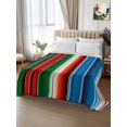 thumbnail image 2 of Twin XL Flat Sheet 66"x102", Mexican Serape Soft Lightweight Bedding Flat Sheets Only, Colorful Stripes Vertical Lines Abstract Brushed Microfiber Top Bed Sheet, Breathable StainResistant Bedsheets, 2 of 9