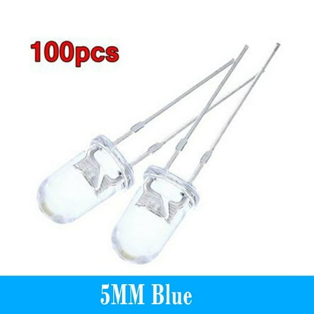 

100PCS Super Bright LED 5mm Red/Blue/Green/White/Yellow LED Transparent Bulb