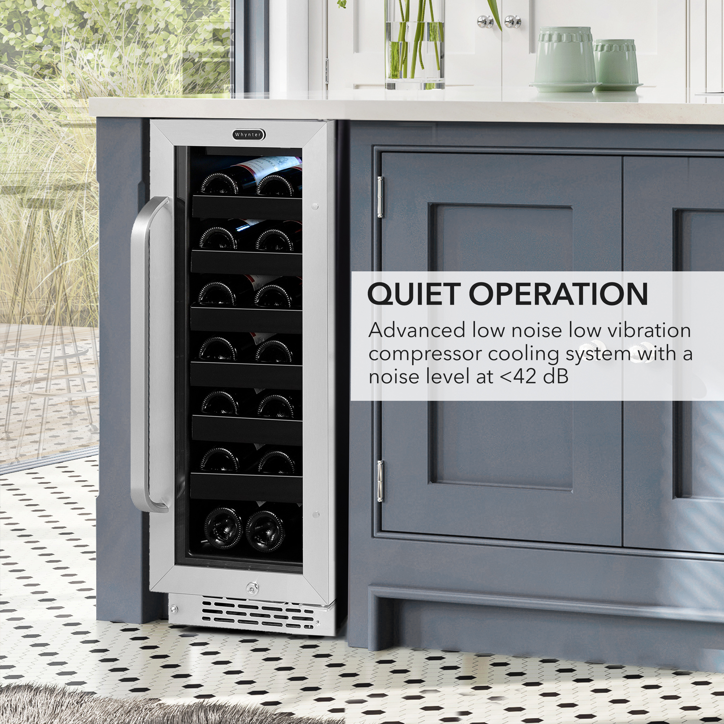 Whynter BWR-208SB 20-Bottle Wine Refrigerator, Stainless Steel, Undercounter or Freestanding, Single Zone Cooling