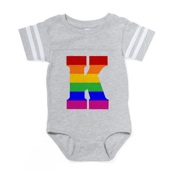 CafePress - Rainbow Letter K - Cute Infant Baby Football Bodysuit