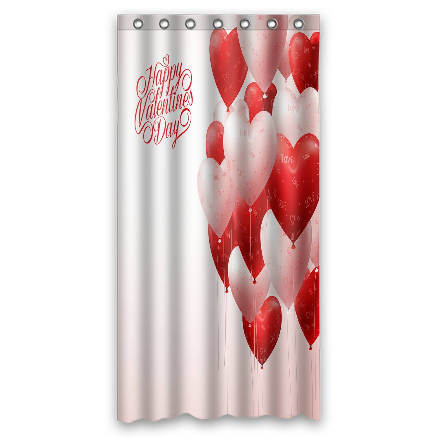ECZJNT White and Red Heart Balloons Valentines Shower Curtain Bathroom