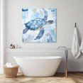 thumbnail image 3 of Blue Turtle Coastal Wall Art Painting on Canvas, Coral Beach Nautical Ocean Canvas Art Home Prints Wall Art Framed Modern Artwork for Living Room Bedroom Wall Decor 16x16in, 3 of 9