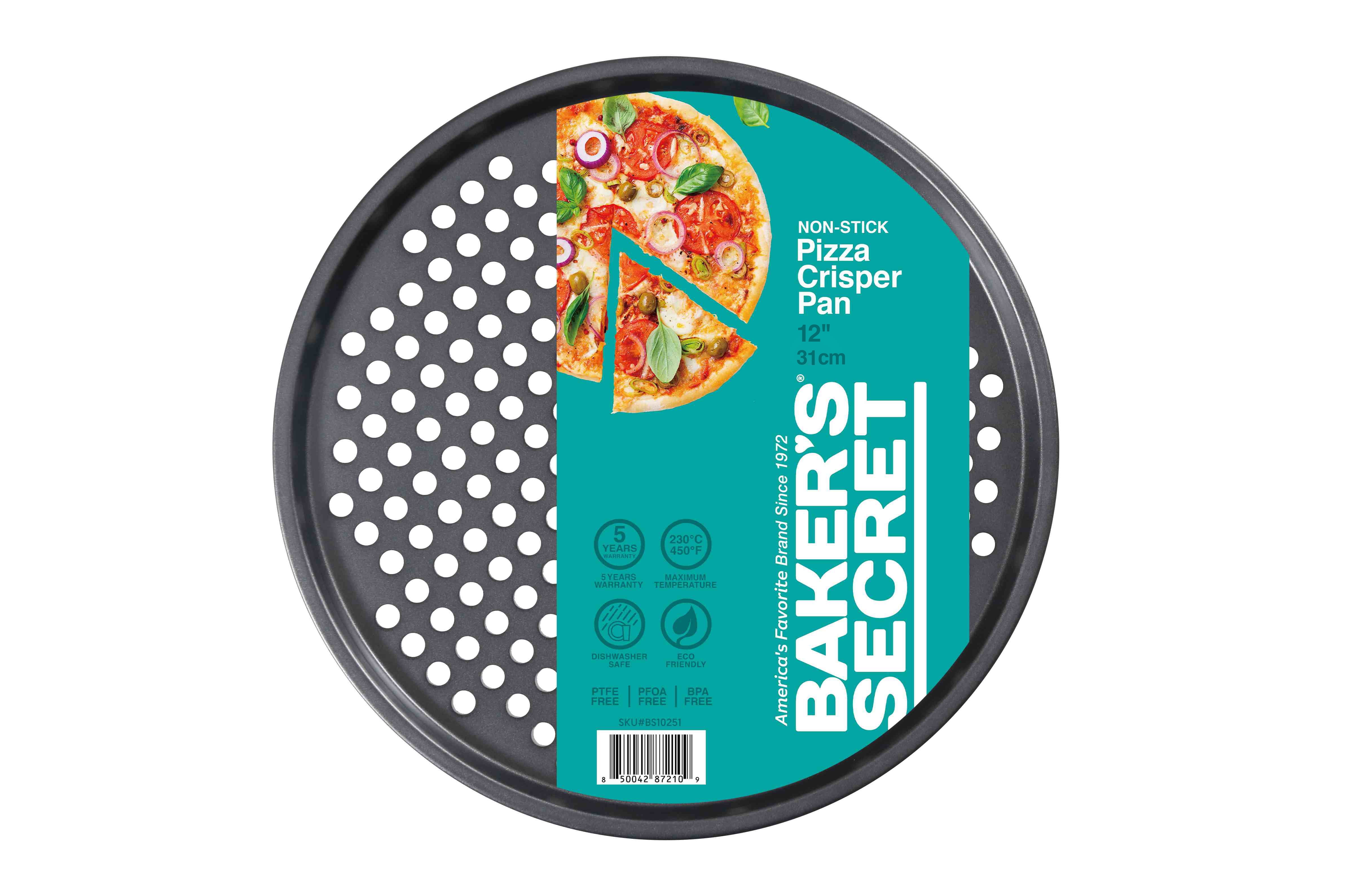 (3 pack) Baker's Secret 12" Round Nonstick Carbon Steel Pizza Pan, Gray