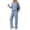 Clear Blue, variant on Ekouaer Lounge Sets for Women Comfy Ribbed Knit Pajamas Fall Long Sleeve Sleepwear 2 Piece Casual Loungewear