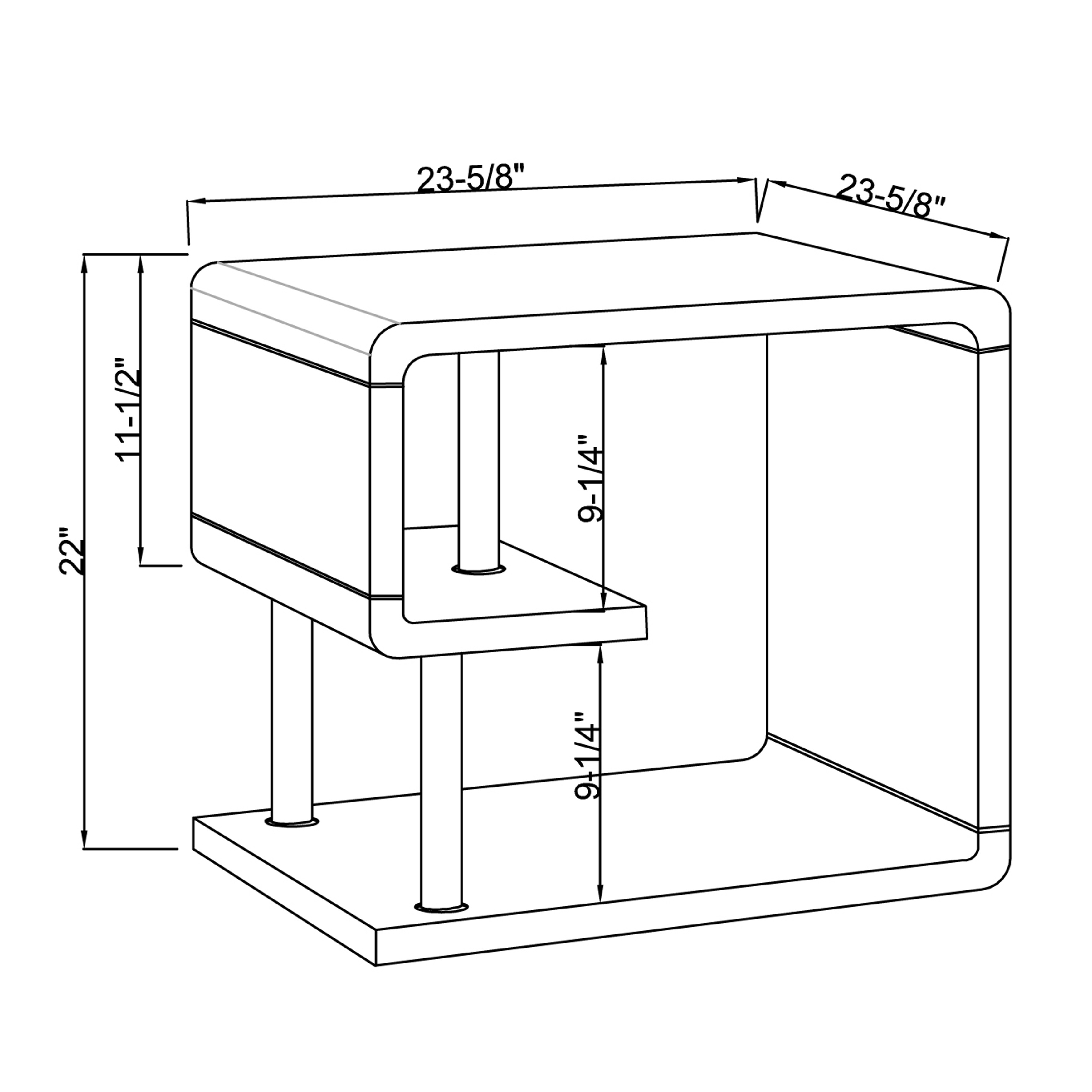 Furniture of America Locke Storage End Table, Glossy White