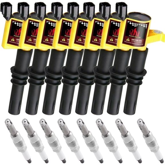 Mustang Ignition Coil Set with Iridium Spark Plugs; Black (05-10 Mustang V6) - Free Shipping