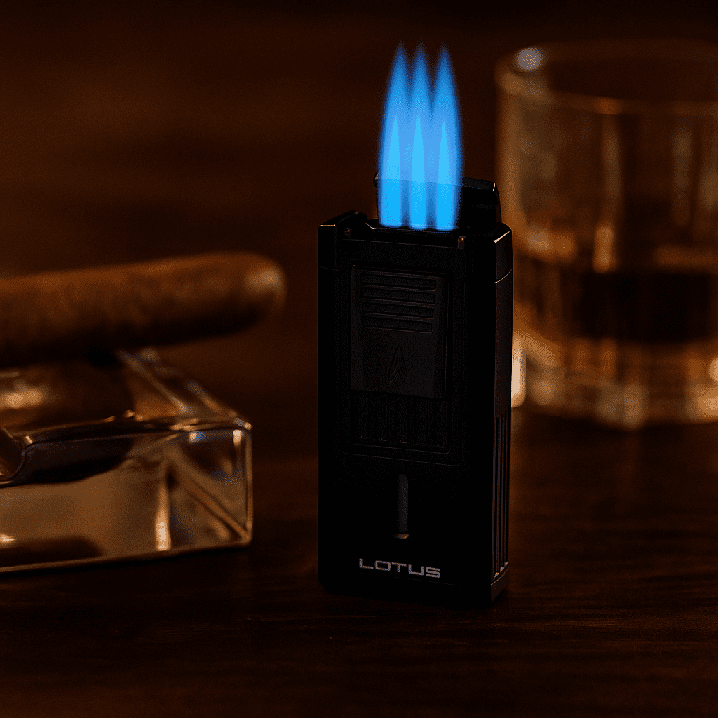 Lotus Duke Triple Torch Lighter with Cutter Black Matte
