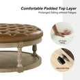 thumbnail image 4 of 35" Leather Round Cocktail Ottoman Storage Coffee Table for Bedroom Home Living Room Camel, 4 of 7