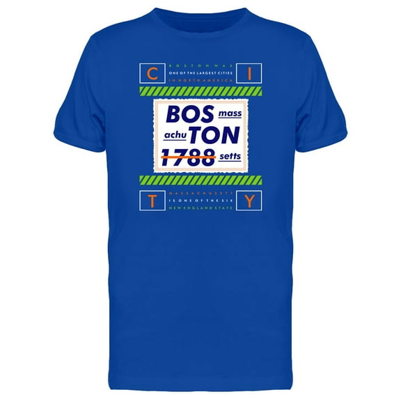 Boston 1788 Typography Art T-Shirt Men -Image by Shutterstock, Male Medium