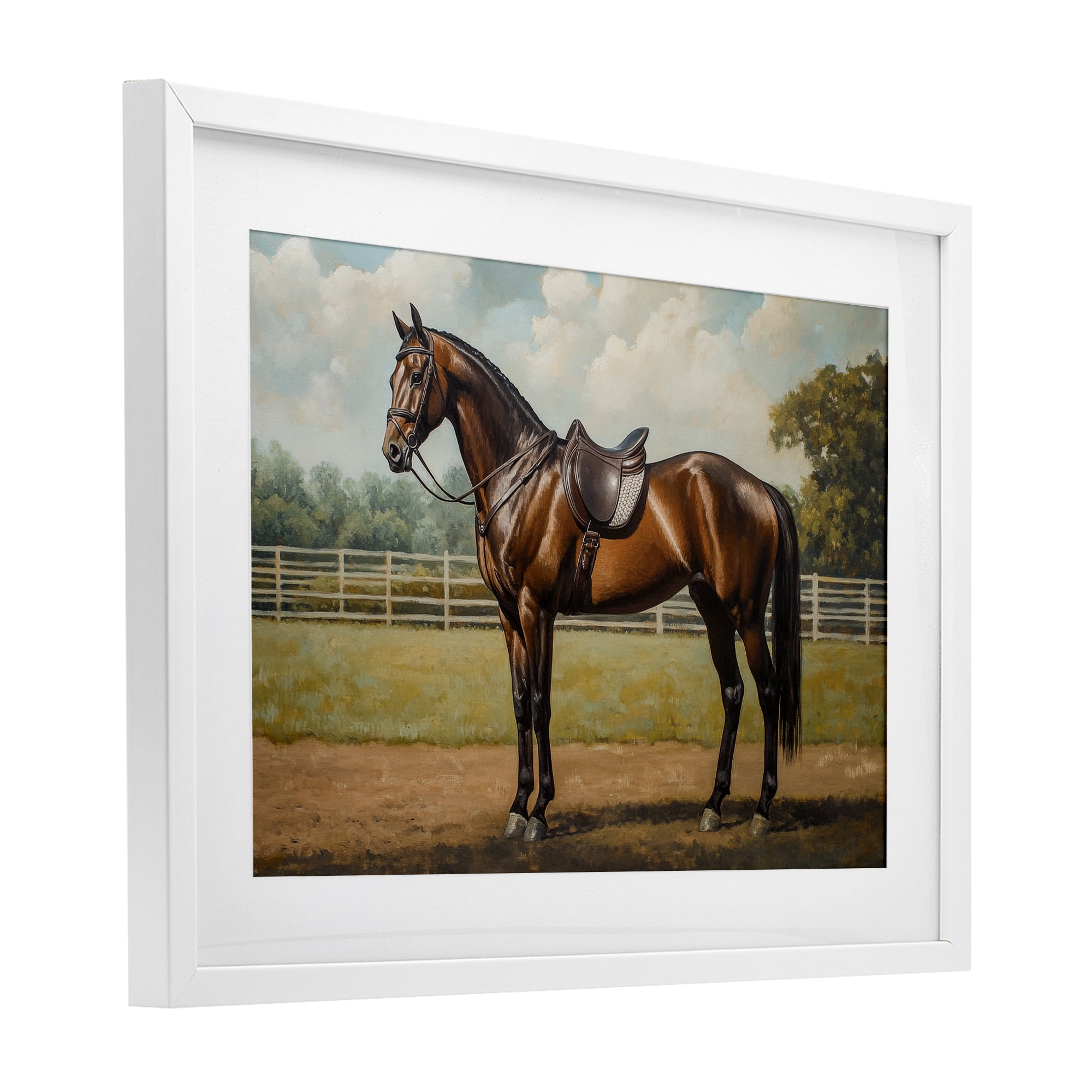 Stupell Industries Saddled & Ready For The Show White Framed Print Under Glass, design by Petal Prints Design