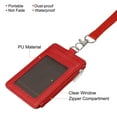 thumbnail image 3 of Uxcell Vertical PU Leather 5 Card Slots ID Badge Holder Zipper Wallet with Lanyard, Red, 3 of 6