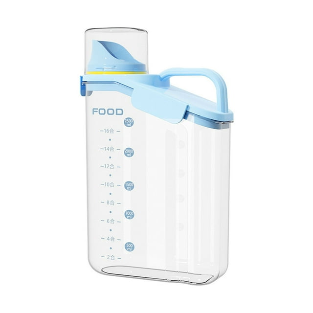 Piwvid Contenant Hermétique pour Céréales 2 L, Distributeur de Riz et de Grains Secs Grande Capacité avec Bec Verseur, Boîte de Rangement Alimentaire en Plastique Transparent avec Tasse à Mesurer pour la Cuisine