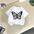 thumbnail image 2 of Suilloe Toddler Girls Tshirts Cute Butterfly Graphic Print Round Neck Short Sleeve Tee Kid Girls Summer Fashionable Popular Garments Casual Tees,7 -8 Years, 2 of 4