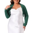 thumbnail image 1 of Cárdigan Plus Size GRACE & GRANDEUR para Mujeres, Chaquetas de Manga Larga, Abierto Frontal, Cárdigans Cortos, Verde Oscuro 3X, 1 of 1