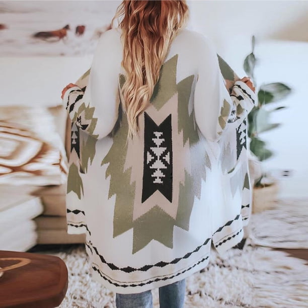 Pntutb Mujer Moda Invierno Vintage Tribal Punto Cardigan Suéter Abrigo Blusa top Pntutb Pntutb-6051