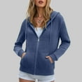 thumbnail image 2 of GEWSEY Women's 2025 Zip Up Y2K Hoodies Casual Long Sleeve Sweatshirts Fall Spring Track Jackets with Pockets (Blue, L), 2 of 4