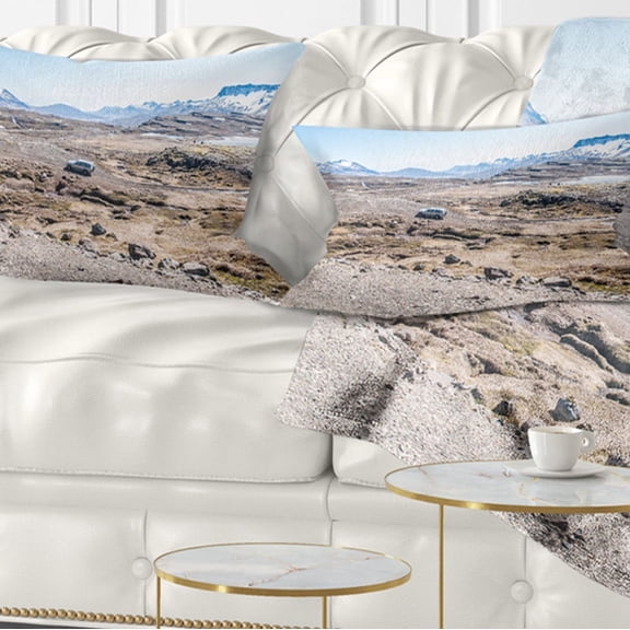 Designart Off road Iceland Mountains - Landscape Printed Throw Pillow - 12x20