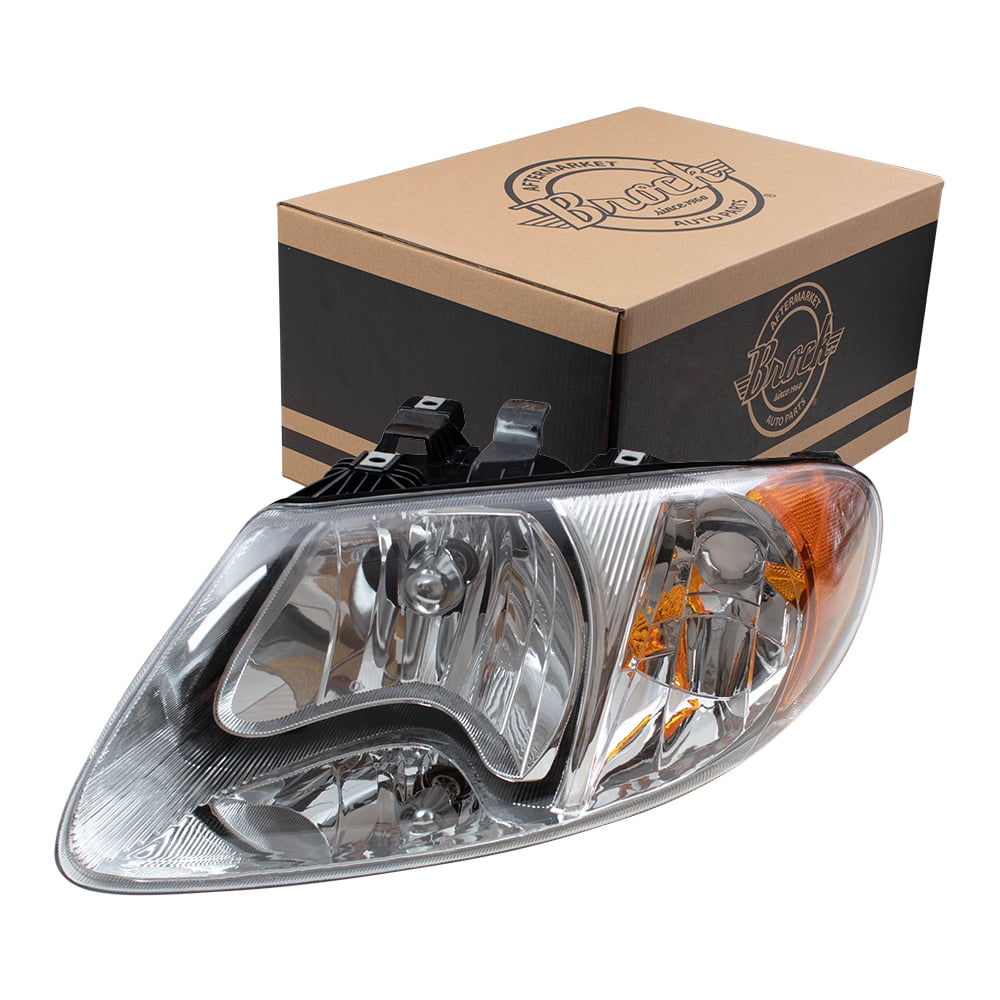 HEADLIGHTSDEPOT Chrome Housing Halogen Headlights Compatible with Chrysler Dodge Caravan Grand Town & Country 113 in Wheel Base Voyager Includes Left Driver and Right Passenger Side Headlamps 