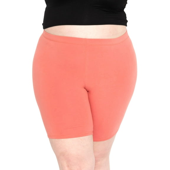 Stretch Is Comfort Women's Plus Size Cotton Biker Shorts Coral 5X