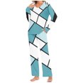 thumbnail image 1 of Puntoco Conjunto de pijama cómodo para mujer, conjunto de pijama con parte superior y pantalones casuales con estampado degradado para mujer, 1 of 5