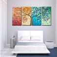 thumbnail image 1 of 4 Panel Four Seasons Flower Tree Wall Canvas Colorful Art Decor Prints Oil Painting Wedding Home Living Room Unframed, 1 of 5