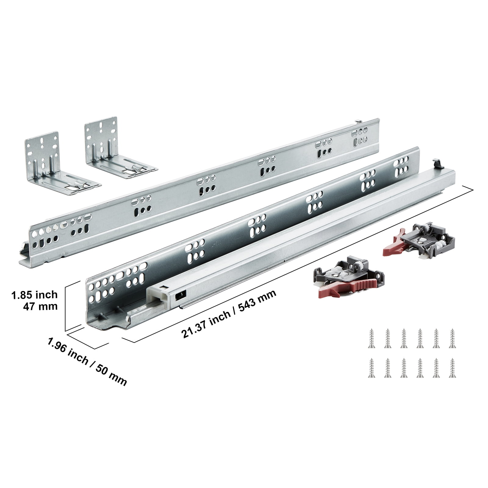 SKYSHALO 6 Sets of 21" Drawer Slides, Durable Side Mount Rails with Full Ball Bearing Movement, Quiet Soft-Close Functionality, Kitchen Cabinet Tracks with Lock Feature, Supports up to 100 Lbs