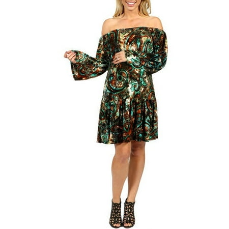 Peacock Maternity Party Dress with Drop Waist Style