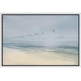 thumbnail image 3 of PixonSign Framed Canvas Print Wall Art Sea Waves Expand onto Beach Shore Nature Ocean Photography Realism Nautical Scenic Relax/Calm Multicolor Cool for Living Room, Bedroom, Office - 24"x36" White, 3 of 5